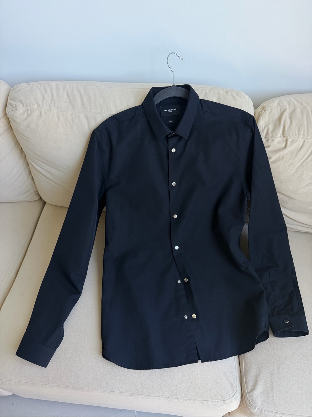 The Kooples Black Long-Sleeve Spread Collar Dress Shirt